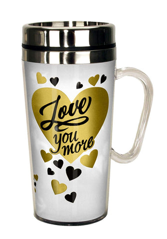Spoontiques Love You More Insulated Travel Mug, White