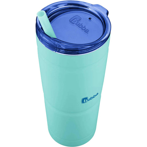 BUBBA S ENVY 24 oz Stainless Steel Tumbler | Secure Straw | Double Wall Vacuum Seal | Keeps drinks cool and hot | Removable lid | No sweating easy-grip (Island Teal/Blue Top)