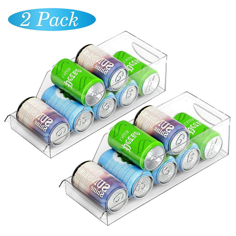 Alanda Refrigerator Storage Container Acrylic Material Fridge Bins and Freezer Organizer Kitchen Organizer Pantry Cabinet for Soda Can Beer Can Soft Drinks 2 Set