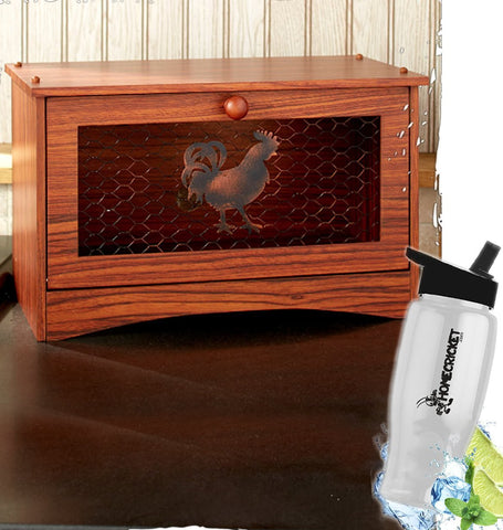 Gift Included- Farmhouse Country Kitchen Rooster Rustic Countertop Essentials + FREE Bonus Water Bottle by Homecricket (Rooster Bread Box)