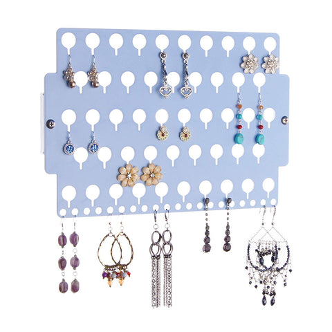Angelynn's Stud Earring Holder Organizer Wall Mount Hanging Closet Jewelry Storage Rack for Women, Blue