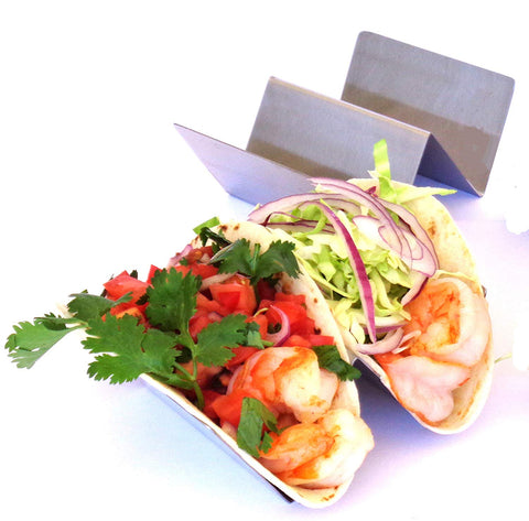 Taco Holder - Taco Holders - Taco Stand - Taco Tray - Taco Rack - Stainless Steel Taco Holder (Holds 2 Tacos - 2 Pack)