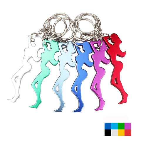 Swatom Girl Shape Aluminum Alloy Beer Bottle Opener Keychain Key Tag Chain Ring Accessories (6 PCs)
