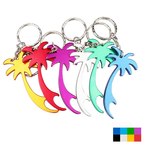 Swatom Palm Tree Bottle Opener with Keychain, Key Tag Chain Ring, 6 Piece