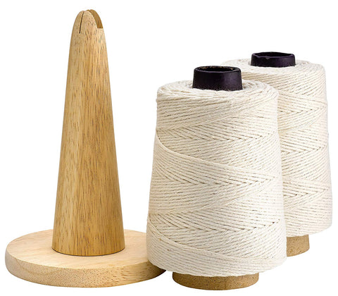 500 Feet Cooking Twine with Non-Slip Portable Wood Holder and Cutting Blade – 100% Cotton Materials – Ideal for DIY Crafts and Food Packaging – Professional Chef Grade Butchers Meat Strings