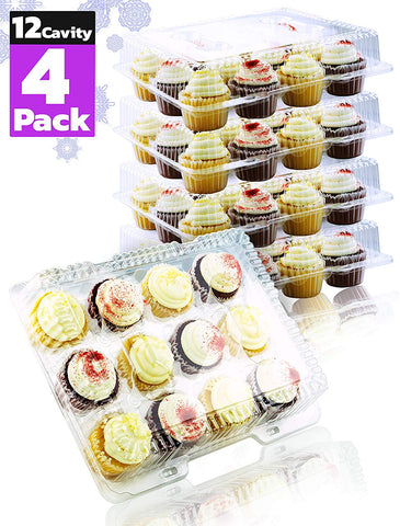12 Cupcake Plastic Disposable Container Box By Chefible –Ergonomic & Practical Takeout Cupcake Carrier, Stackable & Space-saving Cupcake Holder, Food-Grade & BPA-Free Plastic Material –10-Pack