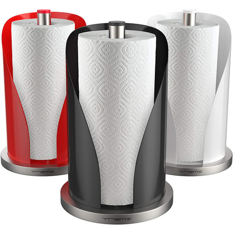 Vremi Non Slip Base and Perfect Tear Vertical Paper Towel Holder for Kitchen Countertop, Red