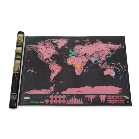 Deluxe Edition Pink Large World Scratch Map
